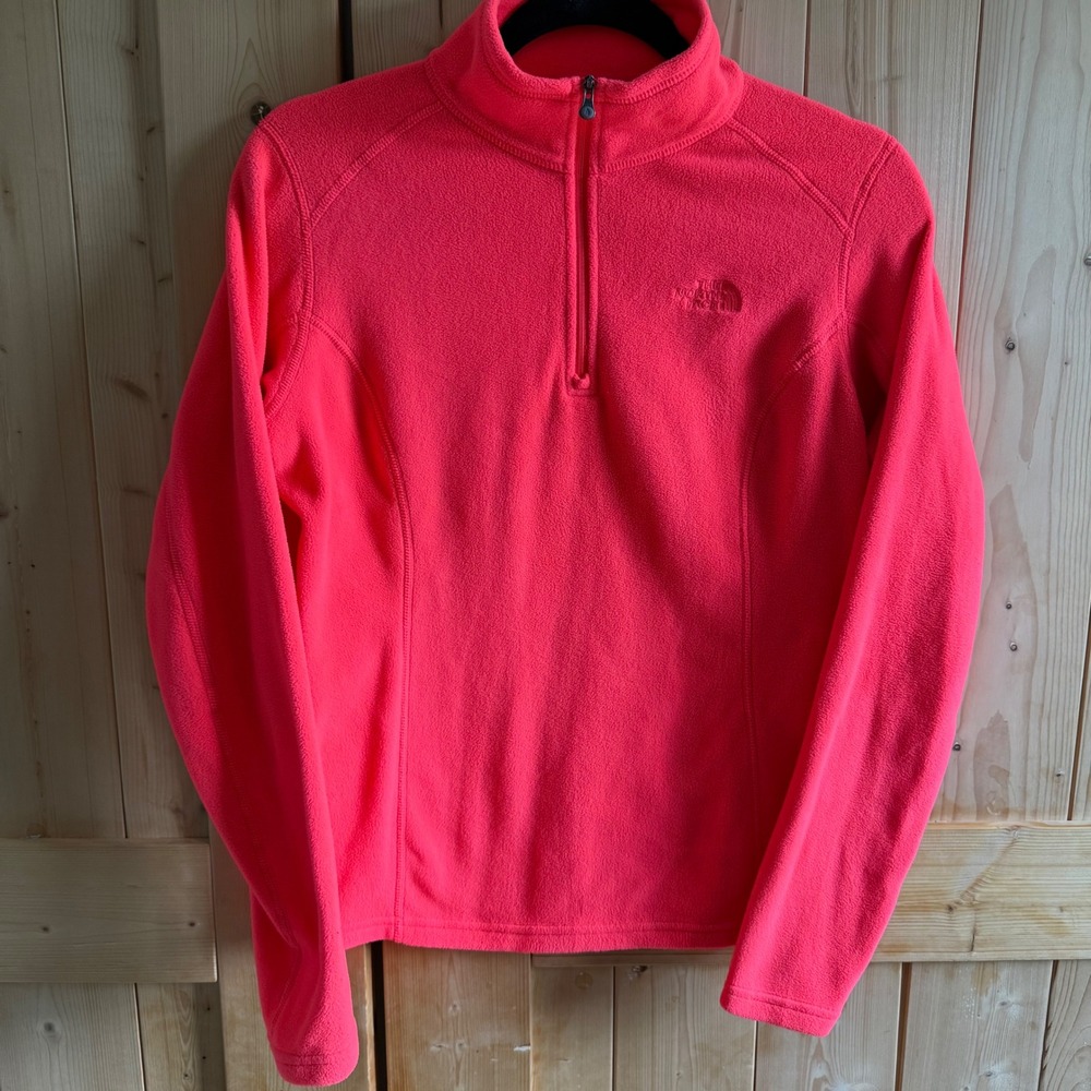 The North Face Womens TKA 100 Polartec Fleece Quarter Zip Pullover Pink Small